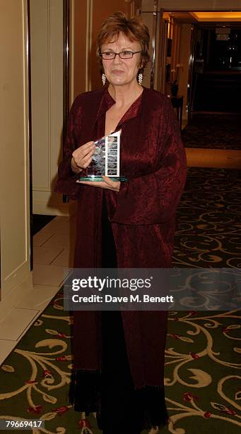 Julie Walters poses in the awards room with the Dilys Powell Award during the Awards Of The London Film Critics Circle, at the Grosvenor House Hotel...