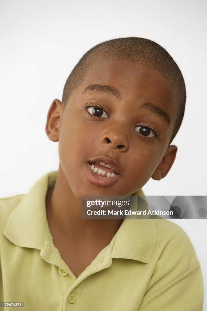 African American boy making a face