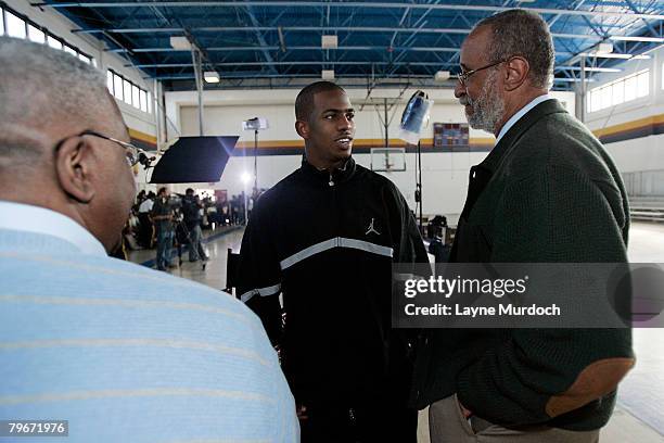 New Orleans Hornets Chris Paul teams with the Jordan Brand and donates the Jordan CP signature shoe to Sarah T. Reed High School and recognizes their...