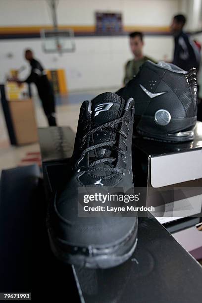 New Orleans Hornets Chris Paul teams with the Jordan Brand and donates the Jordan CP signature shoe to Sarah T. Reed High School and recognizes their...