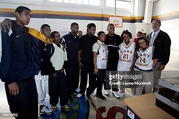 New Orleans Hornets Chris Paul teams with the Jordan Brand and donates the Jordan CP signature shoe to Sarah T. Reed High School and recognizes their...