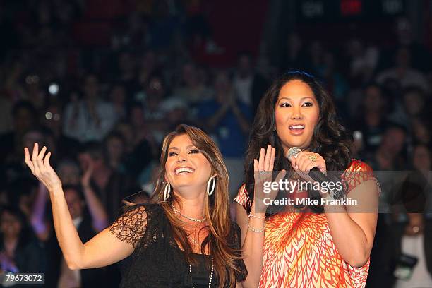 Kimora Lee Simmons and Loren Ridinger speak at the Market America Leadership School at the American Airlines Arena on February 8, 2008 in Miami,...