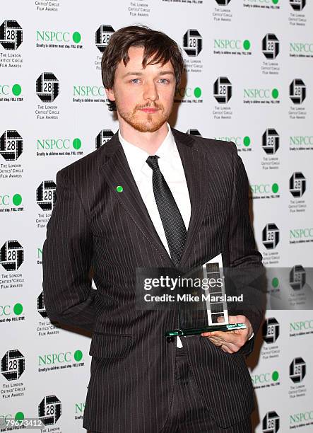 James McAvoy attends the Awards Of The London Film Critics' Circle at the Grosvenor House Hotel, on February 8, 2008 in London, England.