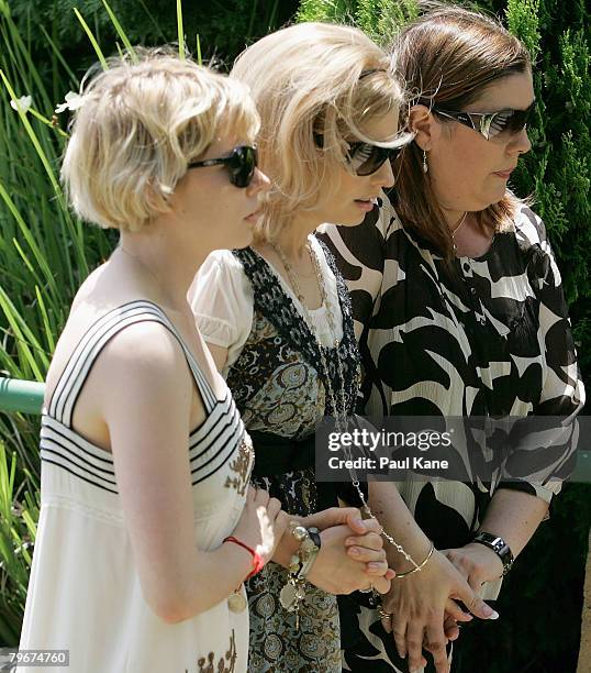 Kate Ledger and Michelle Williams attend the memorial service for Heath Ledger at Penrhos College on February 9, 2008 in Perth, Australia. The late...