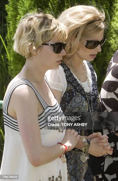 Actress Michelle Williams ex-fiancee and Kate Ledger sister of the late Australian actor Heath Ledger, arrive to attend a memorial service for him at...