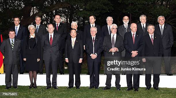 Finance ministers and central bank governors pose for a group picture during the Group of Seven Finance Ministers' and Central Bank Governors'...