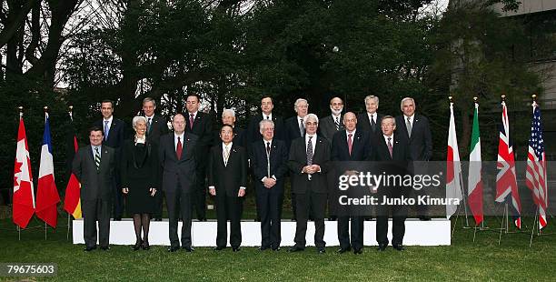 Finance ministers and central bank governors pose for a group picture during the Group of Seven Finance Ministers' and Central Bank Governors'...