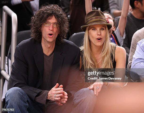 Howard Stern and Beth Ostrosky attend San Antonio Spurs vs NY Knicks game at Madison Square Garden in New York City on February 8, 2008.