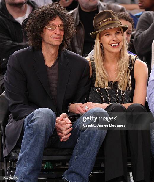 Howard Stern and Beth Ostrosky attend San Antonio Spurs vs NY Knicks game at Madison Square Garden in New York City on February 8, 2008.