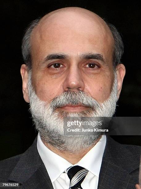 Chairman of the Federal Reserve Board Ben Bernanke poses during the Group of Seven Finance Ministers' and Central Bank Governors' Meeting at Mita...