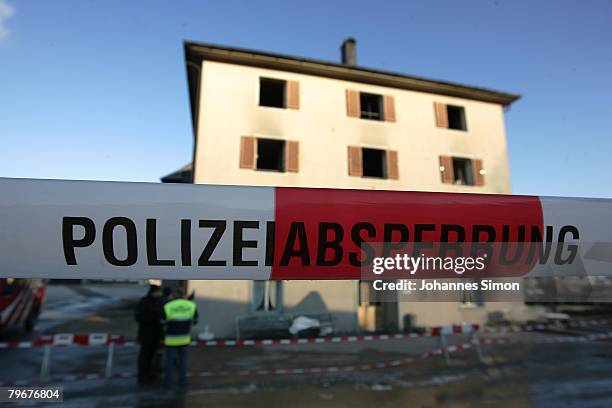 The Vinzenheim, home for the elderly, is seen after a night time fire catastrophy on February 9, 2008 in Egg near Bregenz, Austria. Eleven...