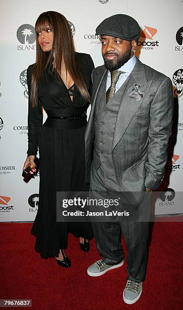 Singer Janet Jackson and Jermaine Dupri attend Jermaine Dupri's Pre-Grammy Party at Central Hollywood Lounge on February 8, 2008 in Hollywood,...