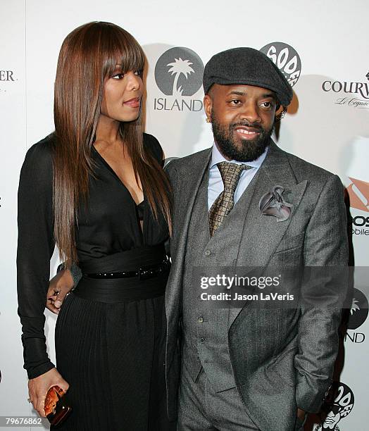 Singer Janet Jackson and Jermaine Dupri attend Jermaine Dupri's Pre-Grammy Party at Central Hollywood Lounge on February 8, 2008 in Hollywood,...