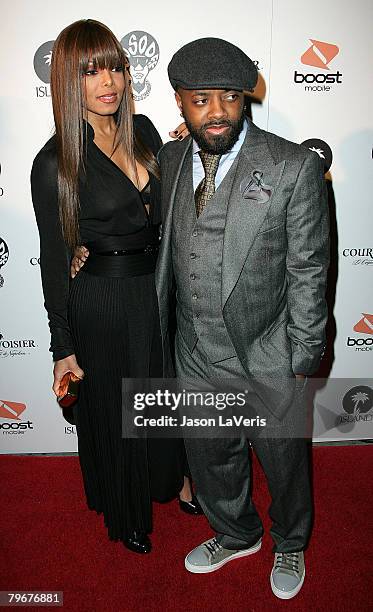 Singer Janet Jackson and Jermaine Dupri attend Jermaine Dupri's Pre-Grammy Party at Central Hollywood Lounge on February 8, 2008 in Hollywood,...