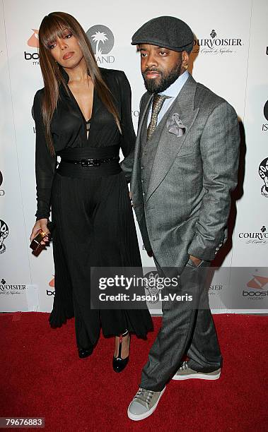 Singer Janet Jackson and Jermaine Dupri attend Jermaine Dupri's Pre-Grammy Party at Central Hollywood Lounge on February 8, 2008 in Hollywood,...