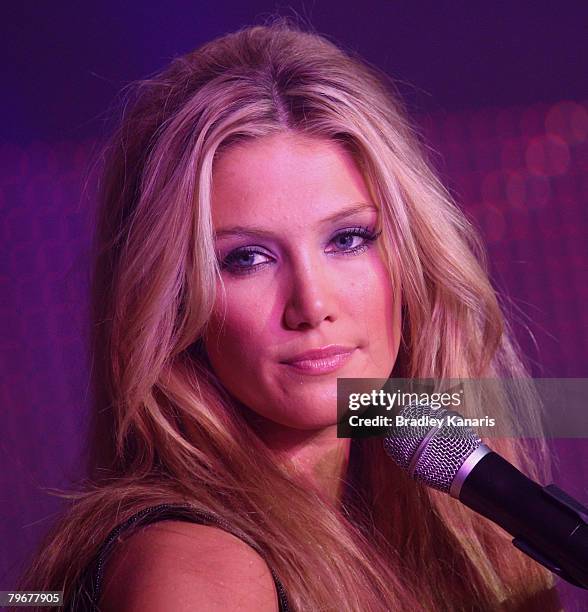 Delta Goodrem performs live at the official launch of the new 'David Jones' store in Queensplaza on February 9, 2008 in Brisbane, Australia.