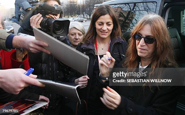 Singer Patti Smith signs autographs and gives interviews about the movie "Patti Smith: Dream of Life" presented in the Panorama catagory of the 58th...