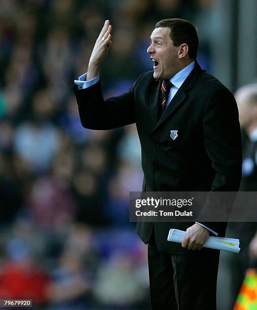 Manager of Watford Aidy Boothroyd during the Coca Cola Championship match between Ipswich Town and Watford at Portman Road on February 9, 2008 in...