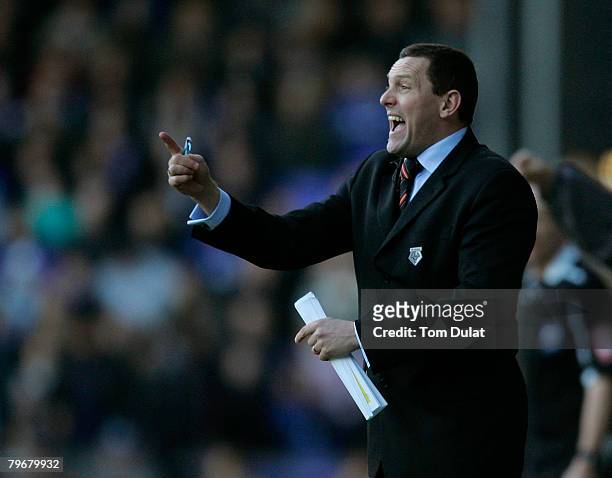 Manager of Watford Aidy Boothroyd during the Coca Cola Championship match between Ipswich Town and Watford at Portman Road on February 9, 2008 in...