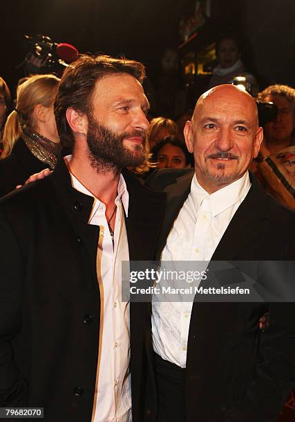 Thomas Kretschmann and Sir Ben Kingsley attend the 'Transsiberian' premiere as part of the 58th Berlinale Film Festival at the Grand Hyatt Hotel on...