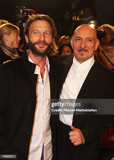 Thomas Kretschmann and Sir Ben Kingsley attend the 'Transsiberian' premiere as part of the 58th Berlinale Film Festival at the Grand Hyatt Hotel on...