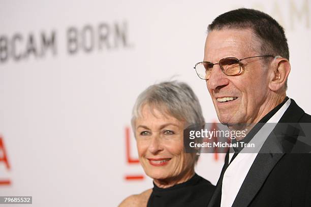Actor Leonard Nimoy and wife Susan Bay arrive at the opening celebration of the Broad Contemporary Art Museum at held at LACMA Museum on February 9,...