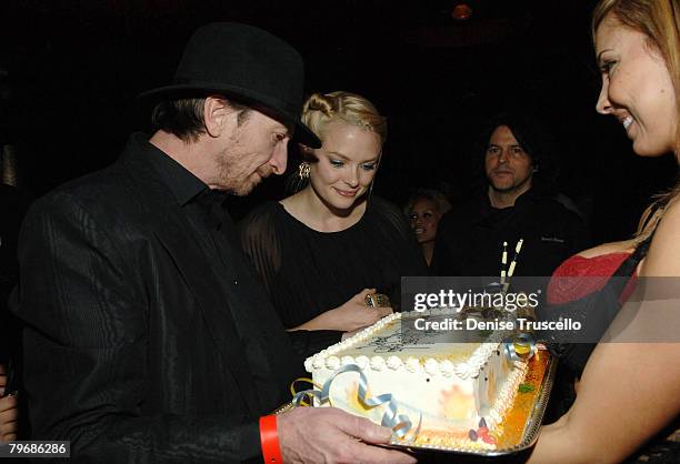 Producer Frank Miller, actress Jaime King and chef Kerry Simon attend Frank's birthday party at CatHouse at Luxor on February 9, 2008 in Las Vegas,...