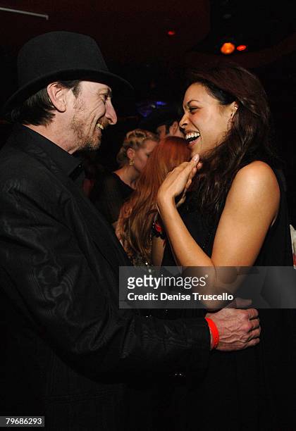 Producer Frank Miller and actress Rosario Dawson attend Frank Miller's birthday party at CatHouse at Luxor on February 9, 2008 in Las Vegas, Nevada.