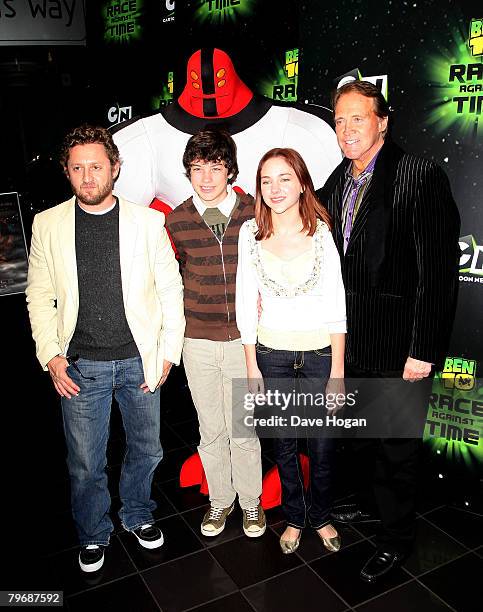 Director Alex Winter and actors Graham Phillips, Haley Ramm and Lee Majors arrive at the UK premiere of 'Ben 10: Race Against Time' at the Vue...