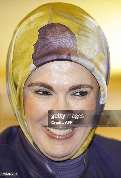 Portrait shows Ermine Erdogan, wife of Turkish Prime Minister Recep Tayyip Erdogan, taken as she as she visits a home for the elderly, in Cologne,...