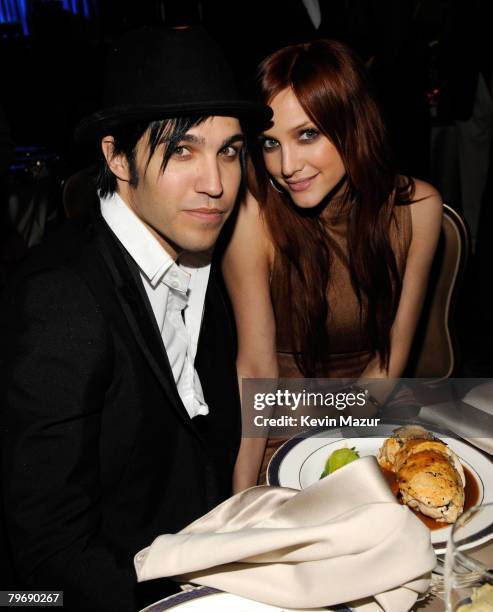 Musician Pete Wentz and Singer Ashlee Simpson during the 2008 Clive Davis Pre-GRAMMY party at the Beverly Hilton Hotel on February 9, 2008 in Los...
