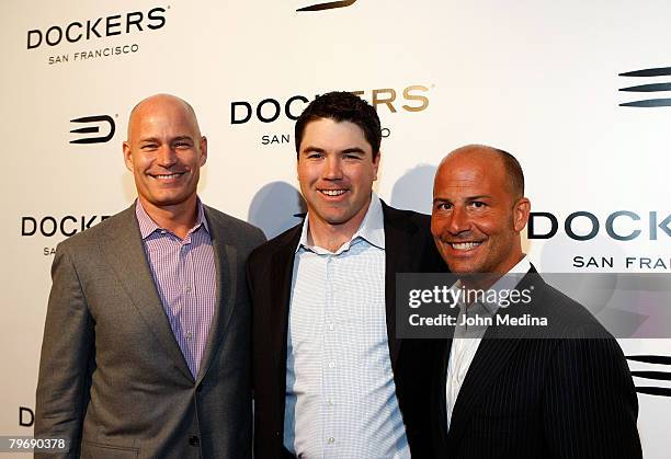 President of Levi Strauss & Co. Robert Hanson, PGA golfer Arron Oberholser and pesident of Dockers brand John Goodman attend the "Dockers Final...