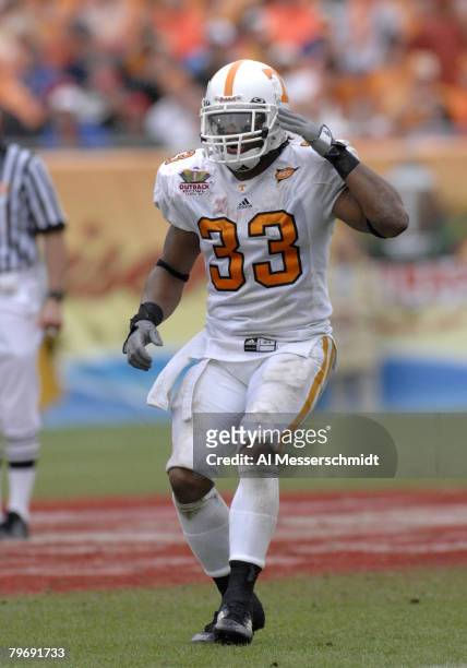 Tennessee defensive back Jonathan Hefney during the 2007 Outback Bowl between Penn State and Tennessee at Raymond James Stadium in Tampa, Florida on...