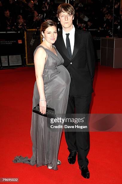 Actress Kelly MacDonald and husband, and husband Dougie Payne, arrive at The Orange British Academy Film Awards at the Royal Opera House on February...