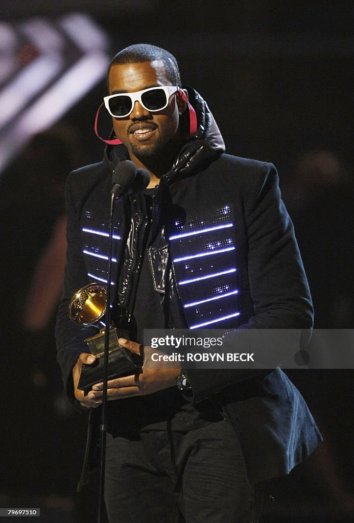 Famous Rapper In 2008 2008 winner for Best Rap Album Kanye West accepts the trophy at the ...