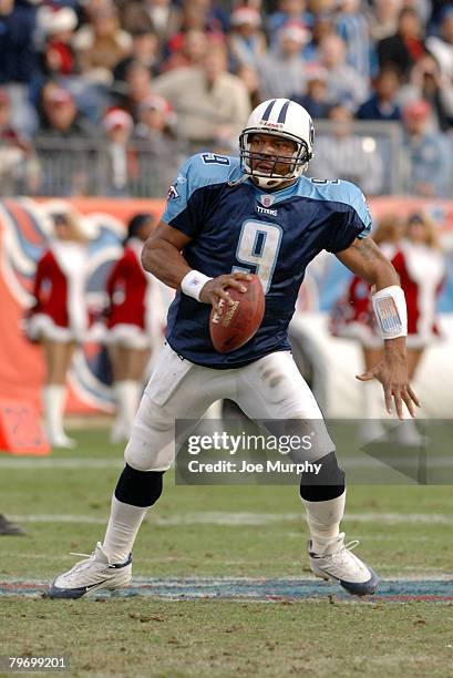 Titans Steve McNair scrambles during second half action. The Seattle Seahawks beat the Tennessee Titans 28-24 at The Coliseum in Nashville, TN on...