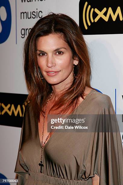 Cindy Crawford arrives at the Warner Music Group Post-Grammy Party held at Vibiana on February 10, 2008 in Los Angeles, California.