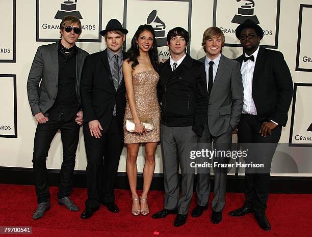 Musical group Plain White T's and Delilah DiCrescenzo arrive at the 50th annual Grammy awards held at the Staples Center on February 10, 2008 in Los...