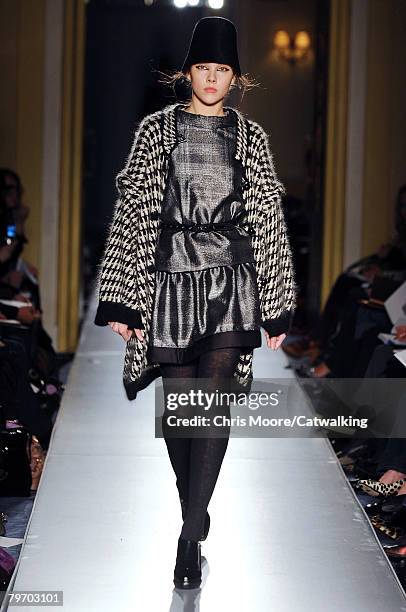 Model poses on the runway at the Biba Catwalk show as part of London Fashion Week at the BFC Tent on February 9, 2008 in London, England.