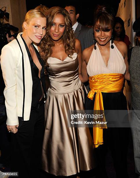 Singer Natasha Bedingfield, Singer Leona Lewis and Singer Janet Jackson attend the 2008 Clive Davis Pre-GRAMMY party at the Beverly Hilton Hotel on...