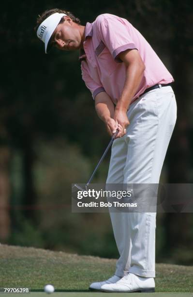 Australian golfer Mike Harwood during the Dunhill British Masters golf tournament held at Woburn, England between the 30th May - 3rd June 1990. .