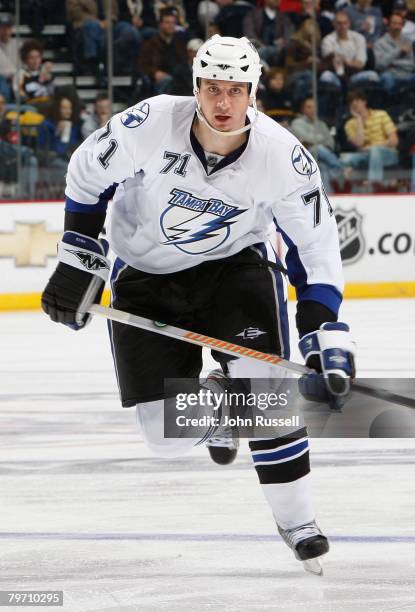 Filip Kuba of the Tampa Bay Lightning skates against the Nashville Predators on February 7, 2008 at the Sommet Center in Nashville, Tennessee.