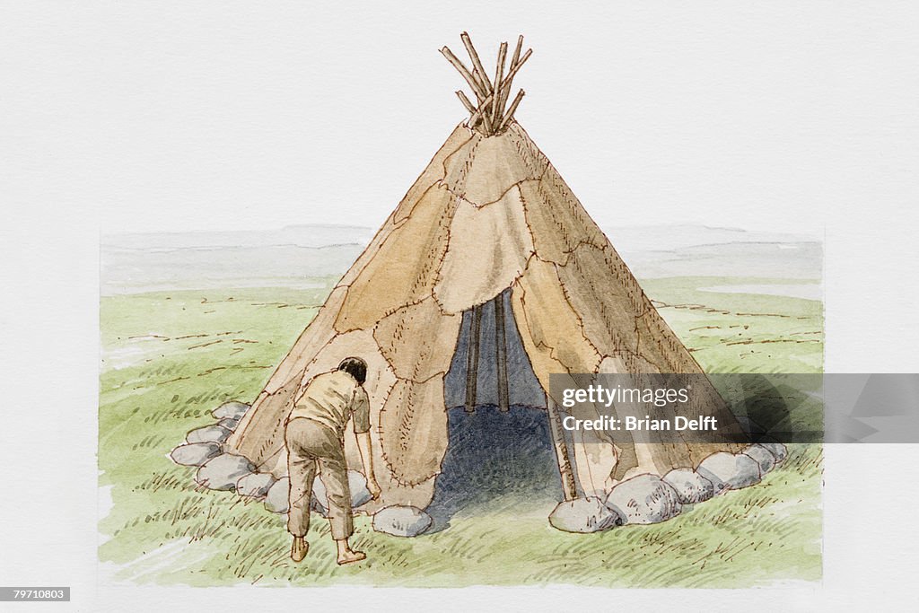 Ancient conical tepee-like shelter