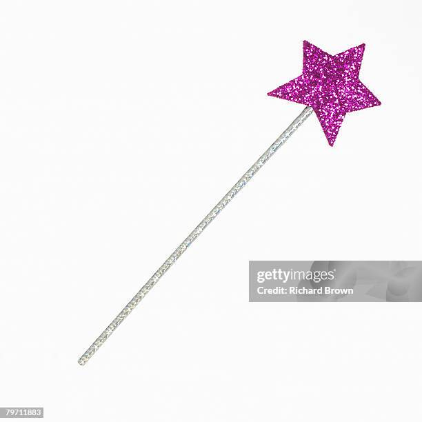 purple and silver wand, studio shot - wand imagens e fotografias de stock