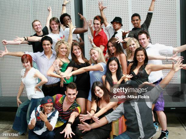 Top 20 contestants pose for the cameras during a press conference for Network Ten's 'So You Think You Can Dance' in the Carriageworks on February 12,...