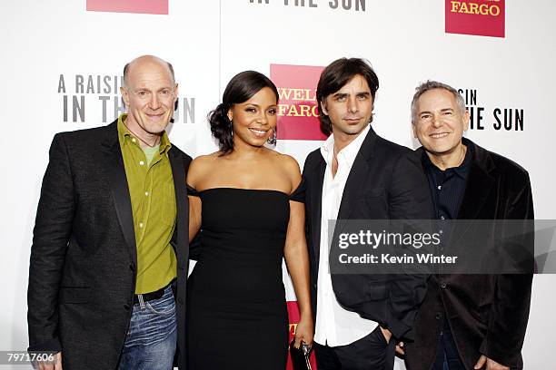 Producer Neil Meron, actors Sanaa Lathan, John Stamos and producer Craig Zadan pose at the west coast screening of the "ABC World Premiere Movie...