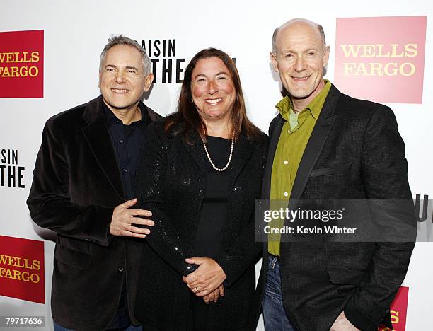 Producer Craig Zadan, Well Fargo's Shelley Freeman and producer Neil Meron pose at the west coast screening of the "ABC World Premiere Movie Event: A...