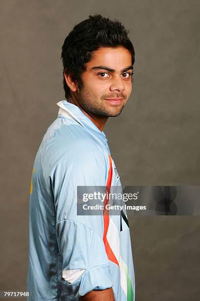 Virat Kohli of India poses during the ICC U/19 Cricket World Cup official team photo calls at the Sunway Hotel on February 12, 2008 in Kuala Lumpur,...