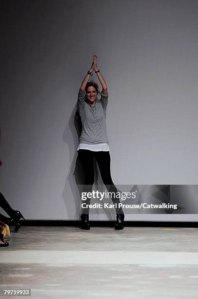 Designer Louise Goldin walks the runway wearing the Louise Goldin Fall/Winter 2008/2009 collection during London Fashion Week on the 11th of February...