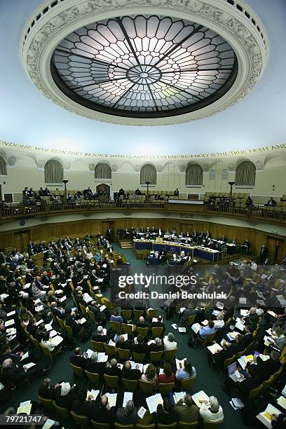 General view of the Synod Assembly Chamber during the General Synod February Sessions on February 12, 2008 in London, England. The Archbishop of...